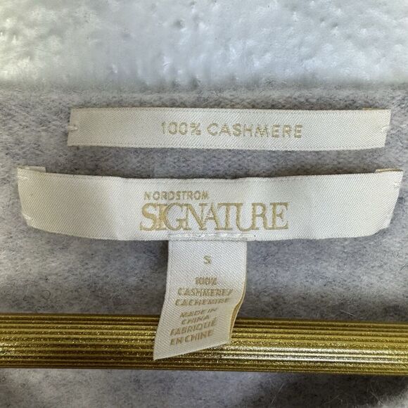 Nordstrom Signature Womens 100% Cashmere Sweater Size S Gray Old Money Preppy - Picture 4 of 6
